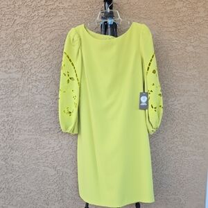 Vince Camuto Lime Long Eyelet Sleeve Midi Dress Size 14